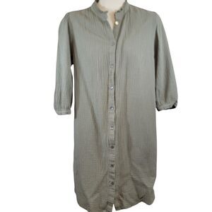 Soft Surroundings Dress Womans Medium Olive Big Sur Gauzy Minimalist Lagenlook